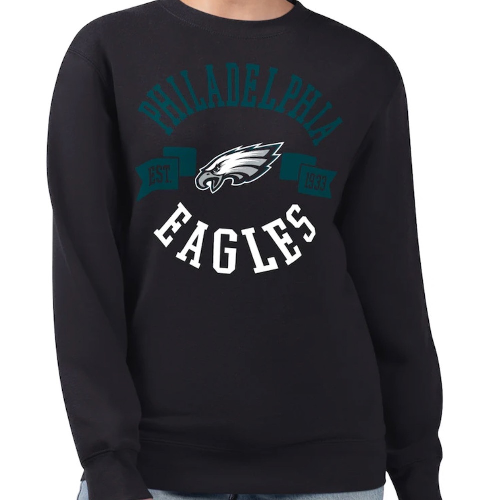 Black Philadelphia Eagles Team Graphic Fleece Pullover Sweatshirt